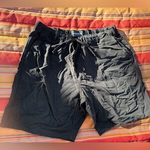 Athleta Black Ripstop Shorts with Subtle Light Print Accent